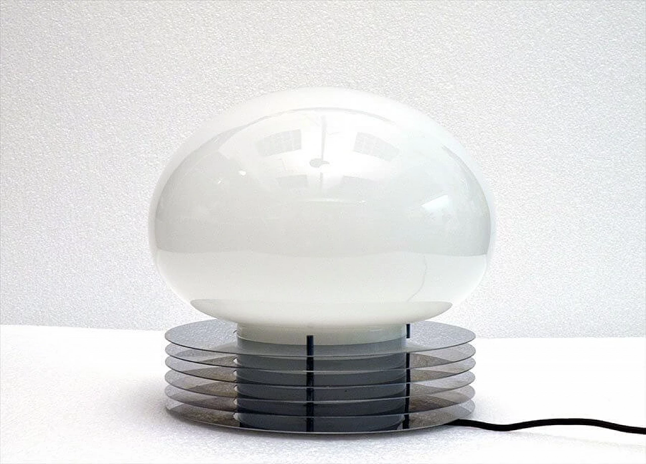 Table lamp in steel and blown glass by Tronconi, 70s 1312483