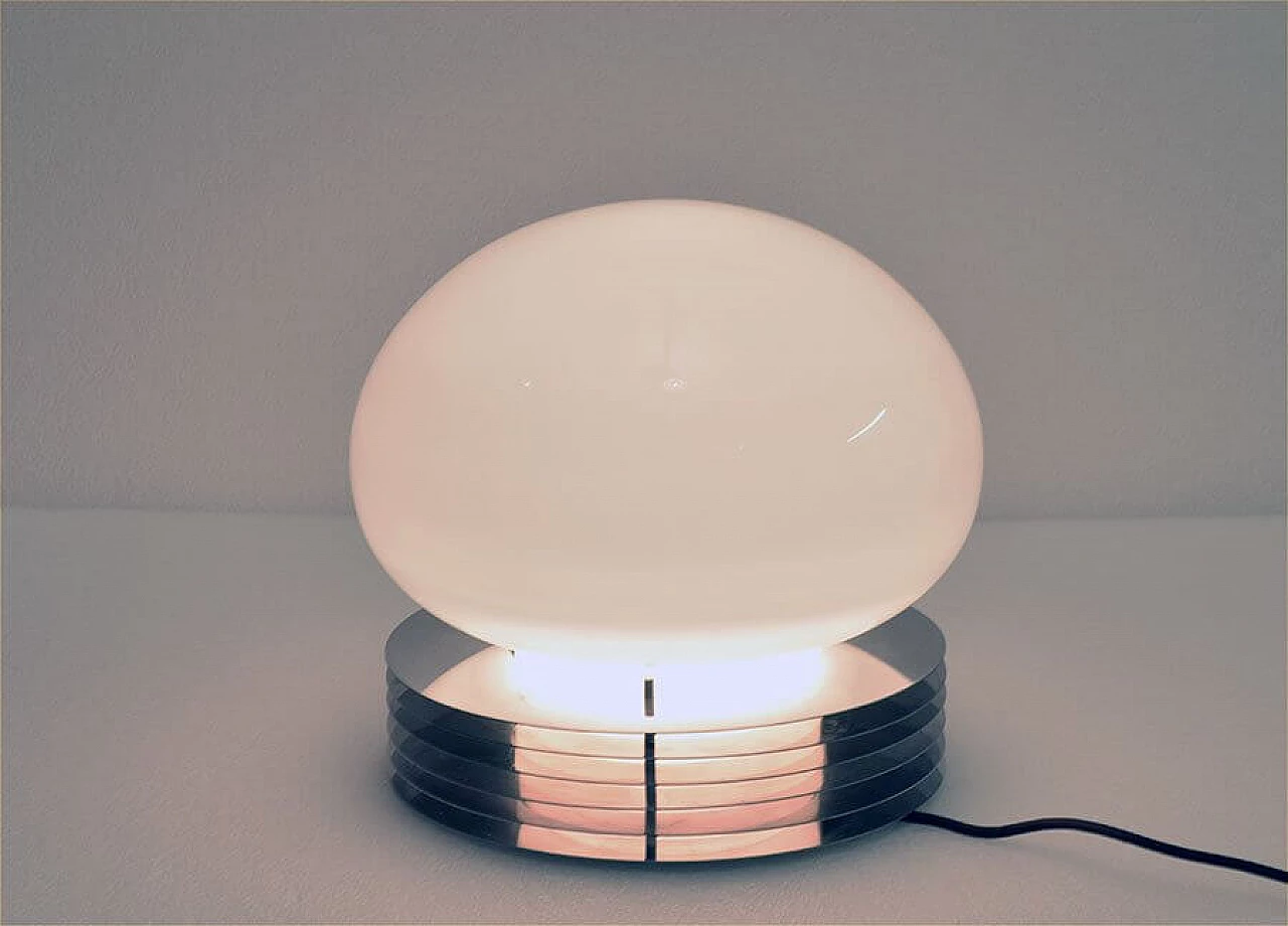 Table lamp in steel and blown glass by Tronconi, 70s 1312484