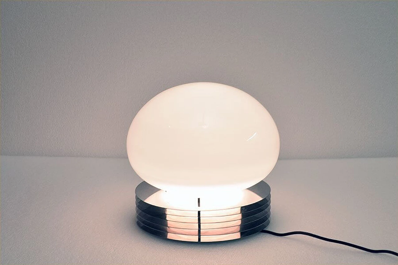 Table lamp in steel and blown glass by Tronconi, 70s 1312487