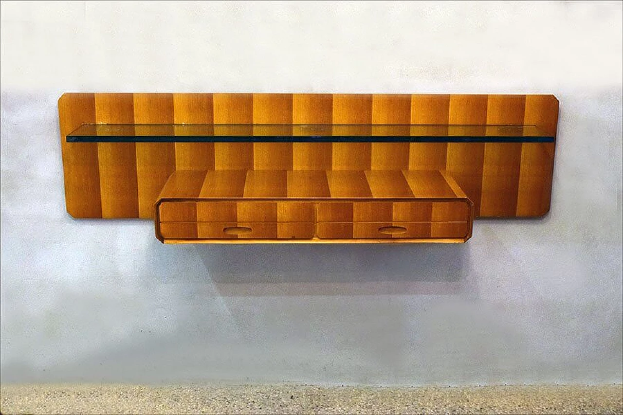 Suspended console table in wood and crystal shelf by La Permanente Mobili Cantù, 50s 1312504