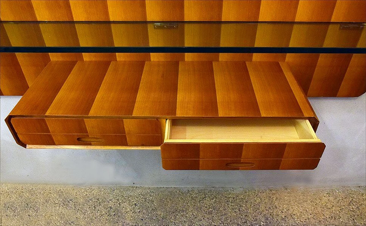 Suspended console table in wood and crystal shelf by La Permanente Mobili Cantù, 50s 1312509