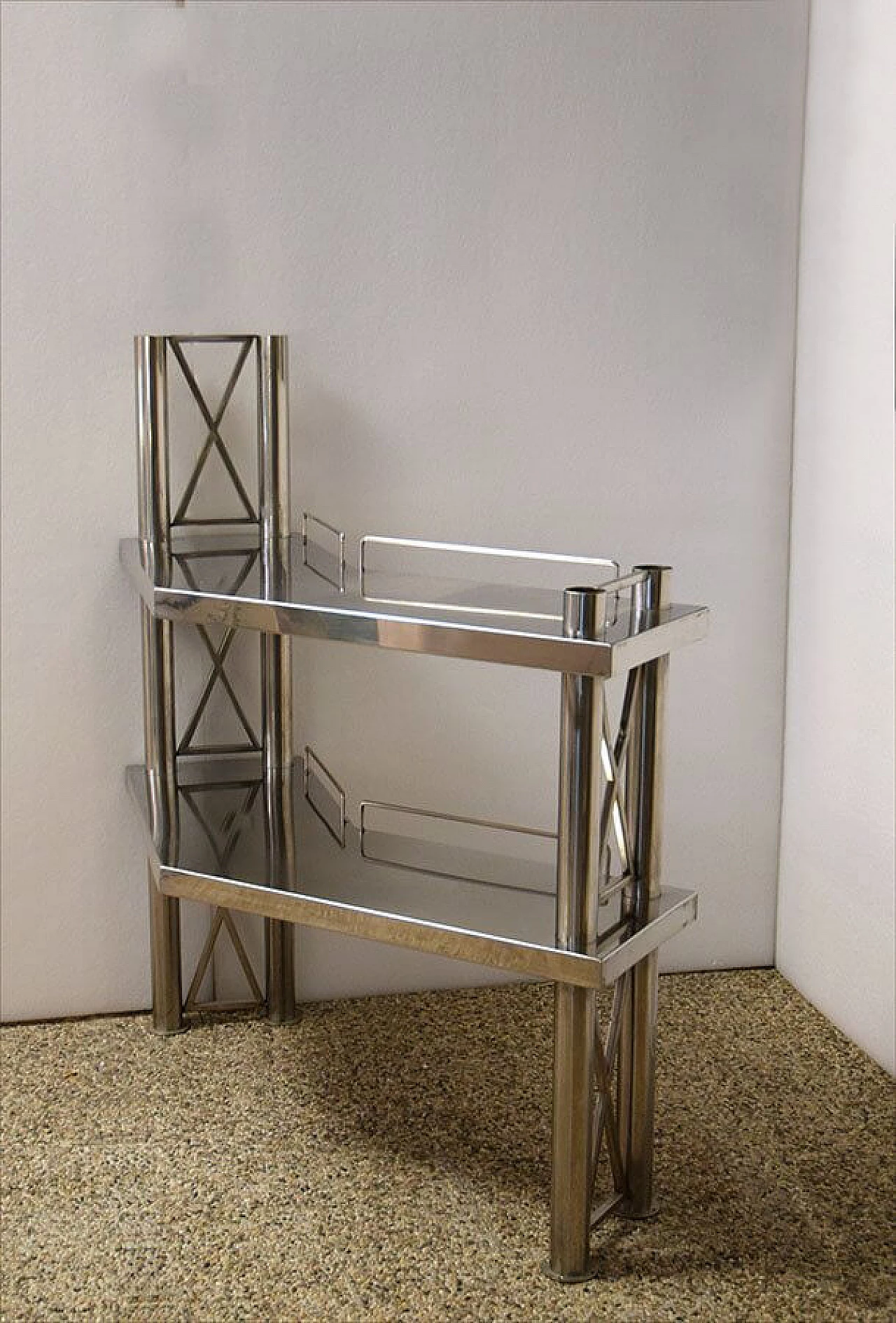 Corner console in steel, 70s 1312572