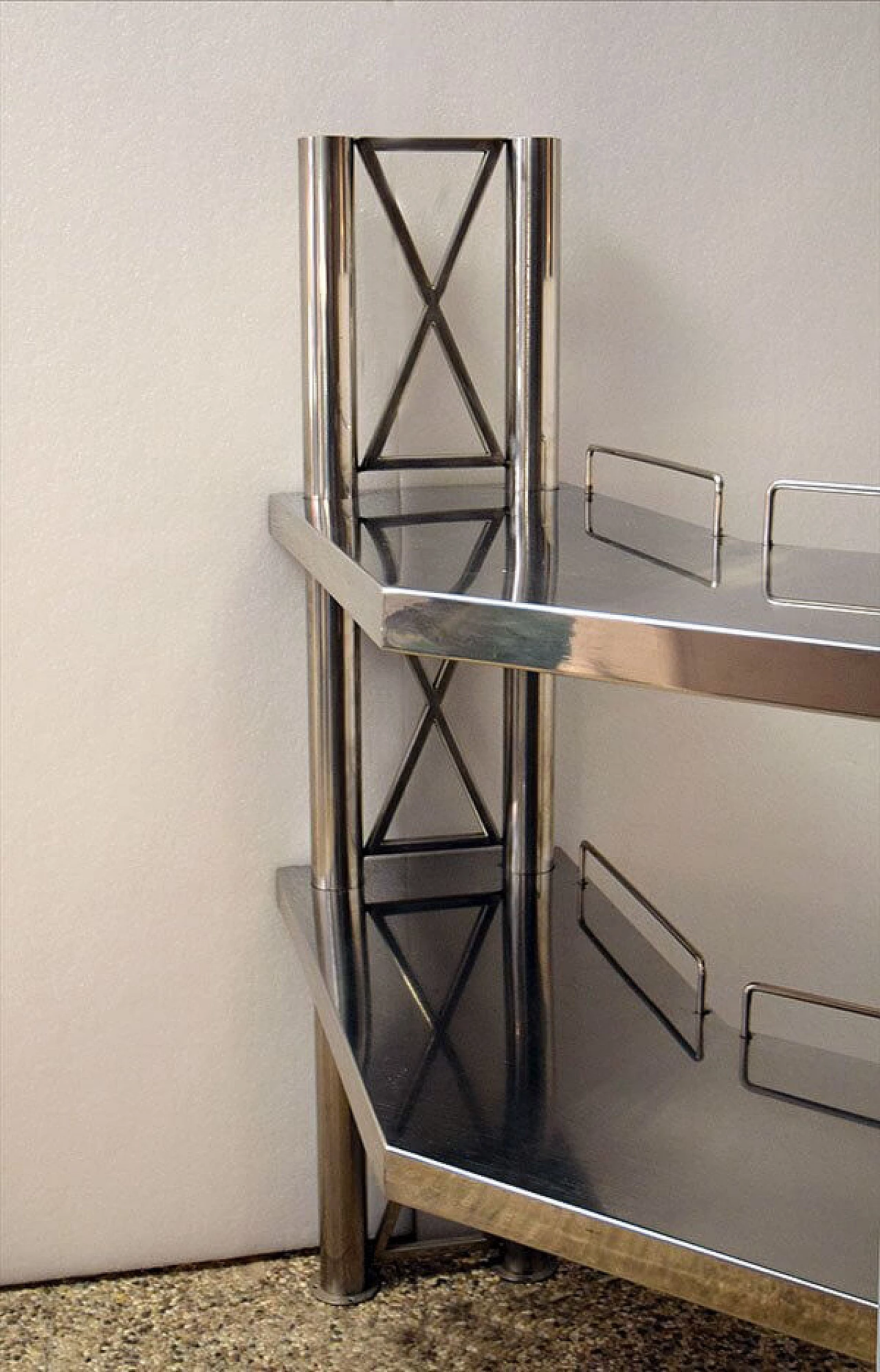 Corner console in steel, 70s 1312575