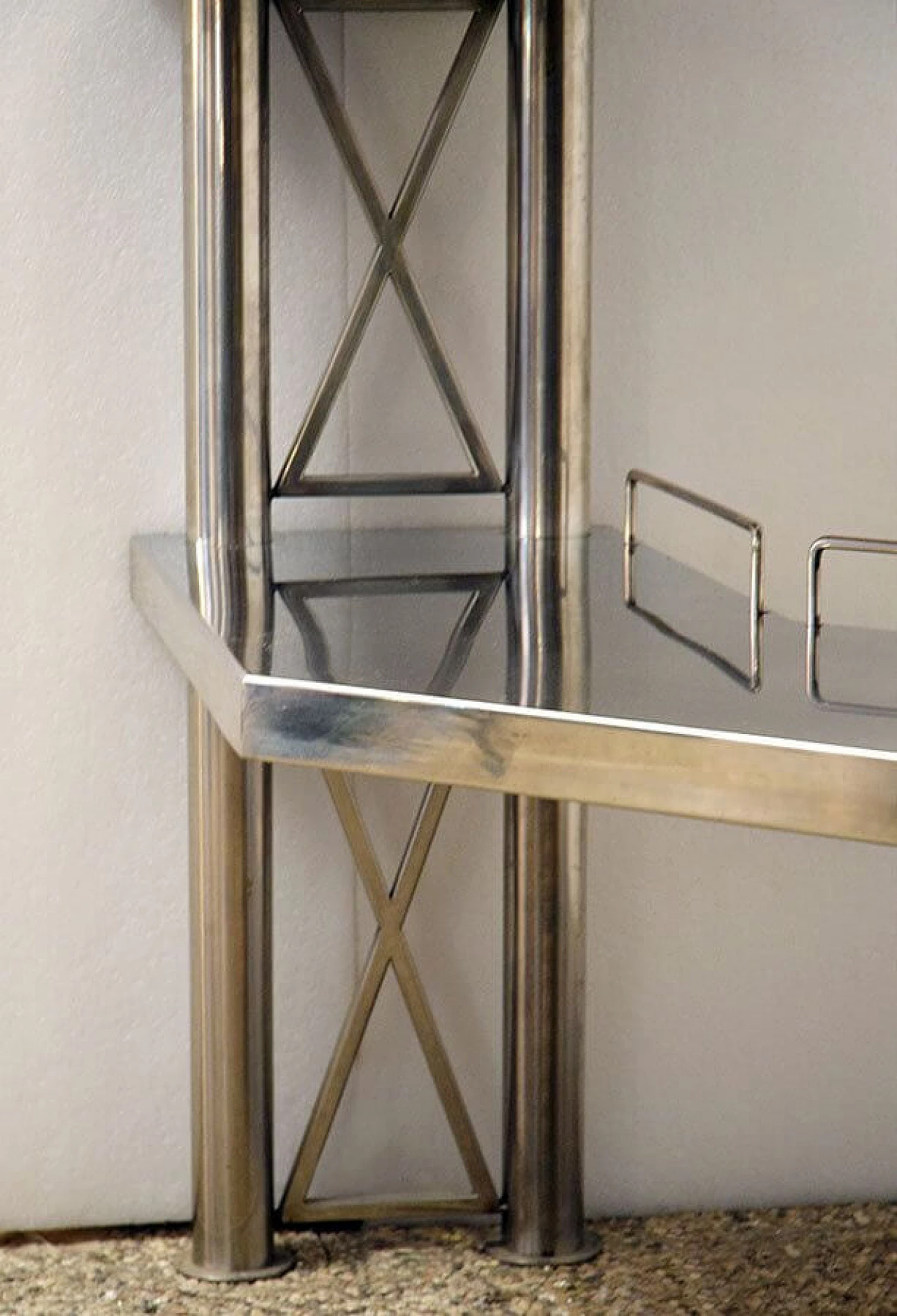 Corner console in steel, 70s 1312577