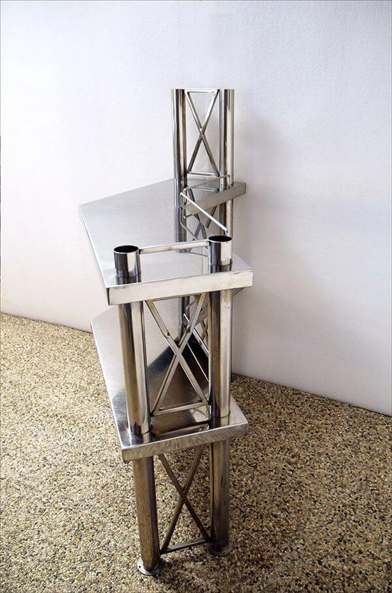 Corner console in steel, 70s 1312578