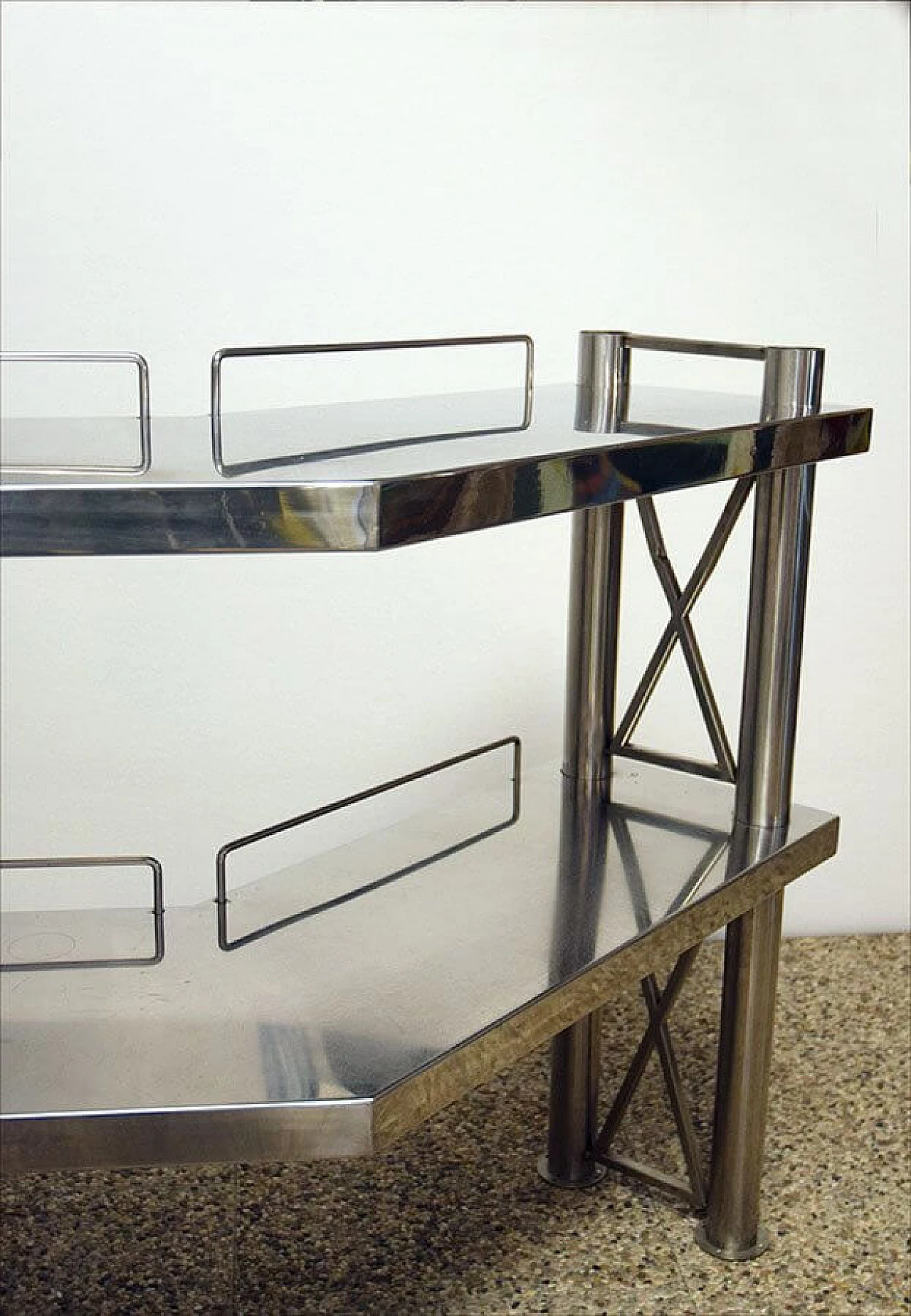 Corner console in steel, 70s 1312580