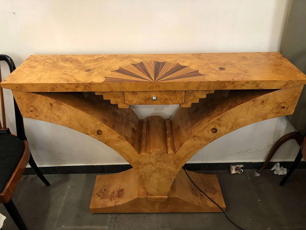 Art Deco console table in birch briar and rosewood, 1930s 1312683