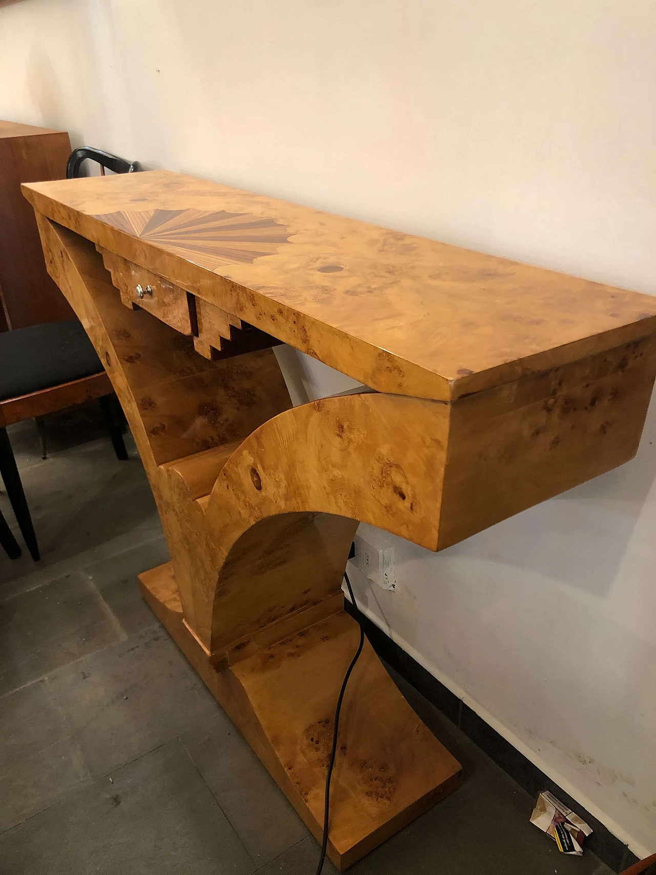 Art Deco console table in birch briar and rosewood, 1930s 1312684