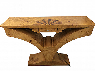 Art Deco console table in birch briar and rosewood, 1930s
