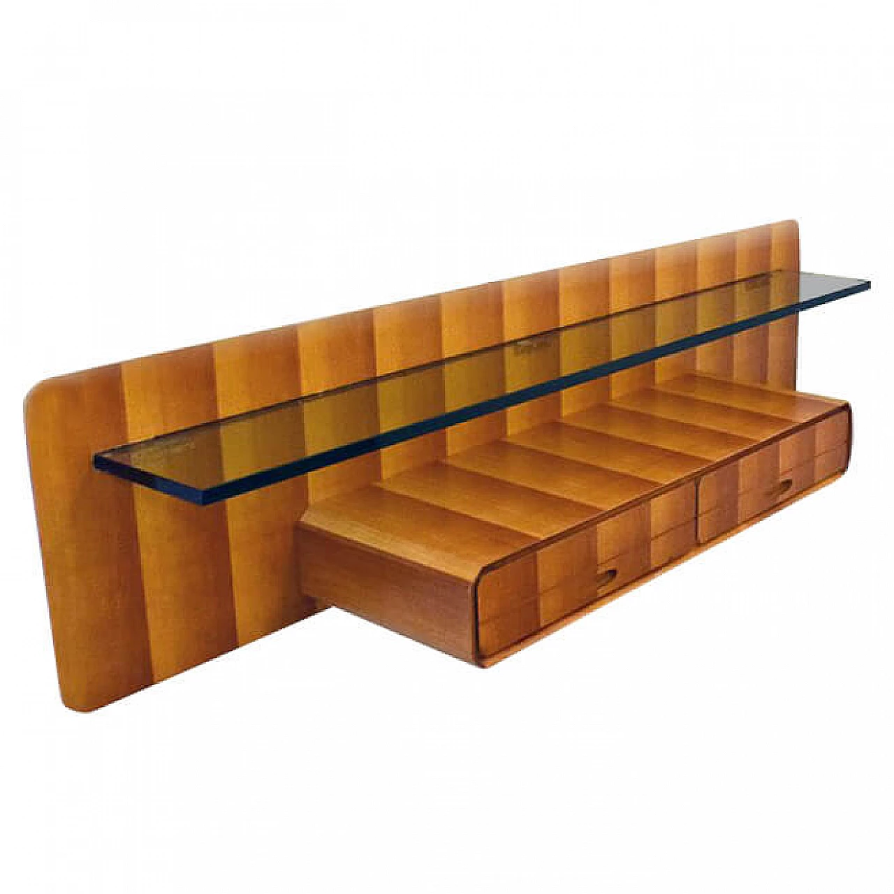 Suspended console table in wood and crystal shelf by La Permanente Mobili Cantù, 50s 1312715