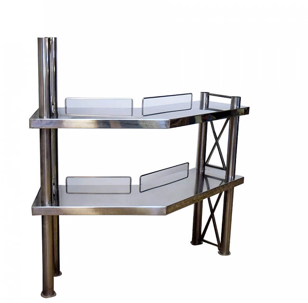 Corner console in steel, 70s 1312741