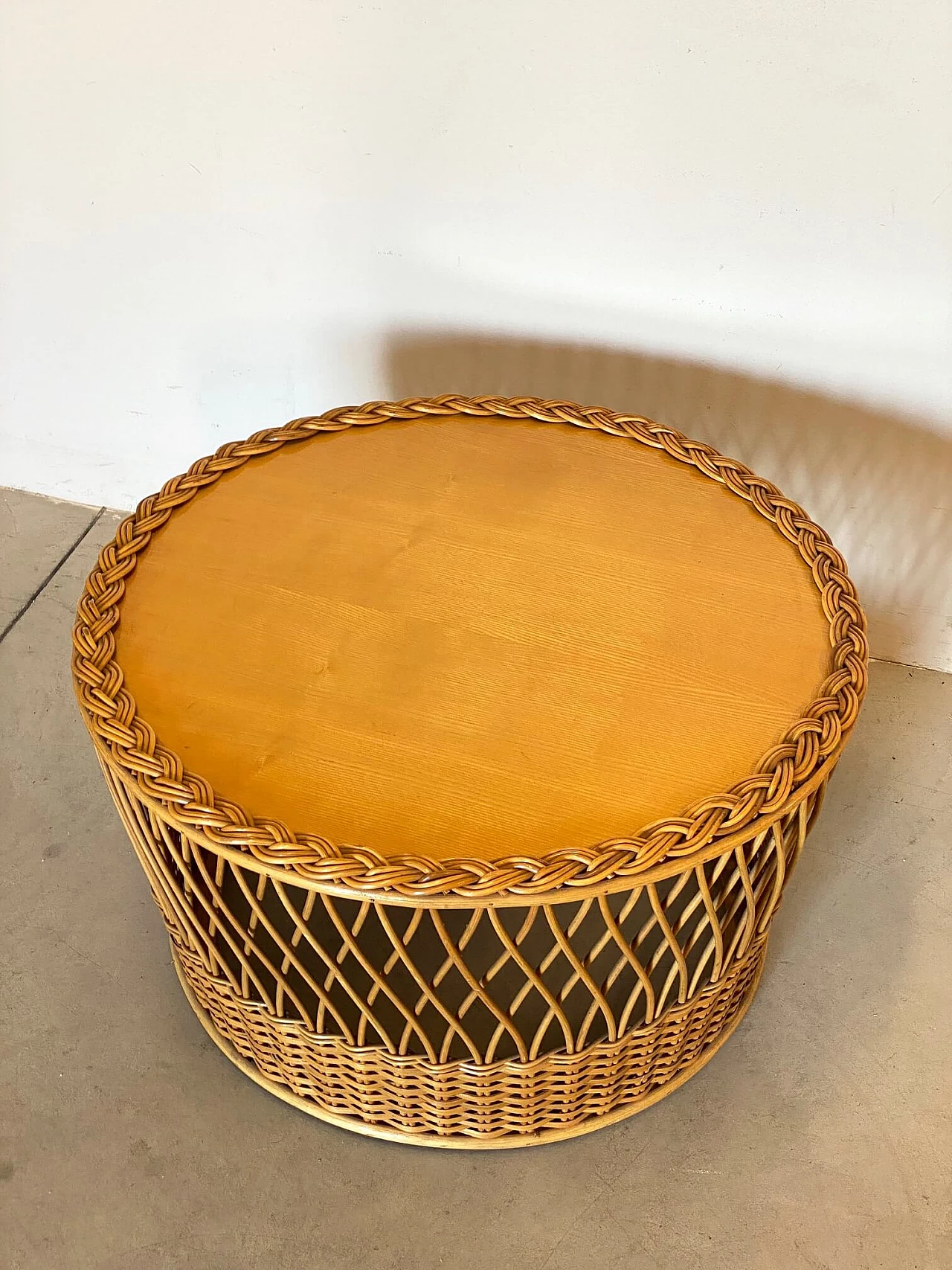 Wicker and bamboo coffee table, 1970s 1313557