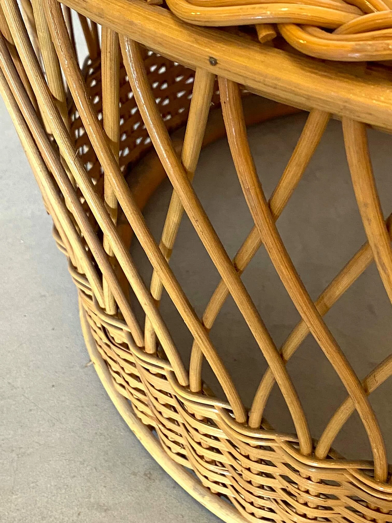 Wicker and bamboo coffee table, 1970s 1313571