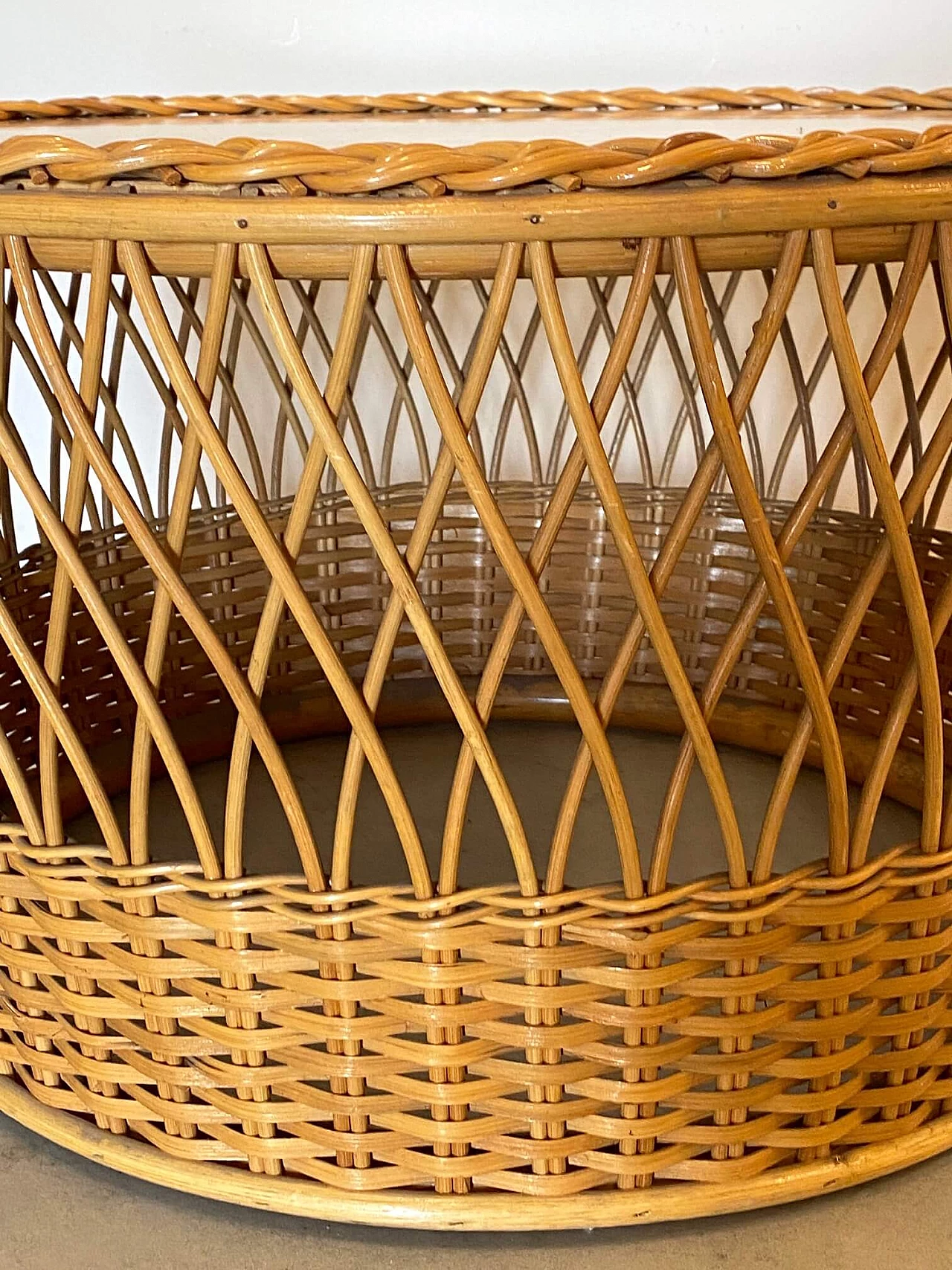 Tavolino in vimini e bambù, anni '70 1313573