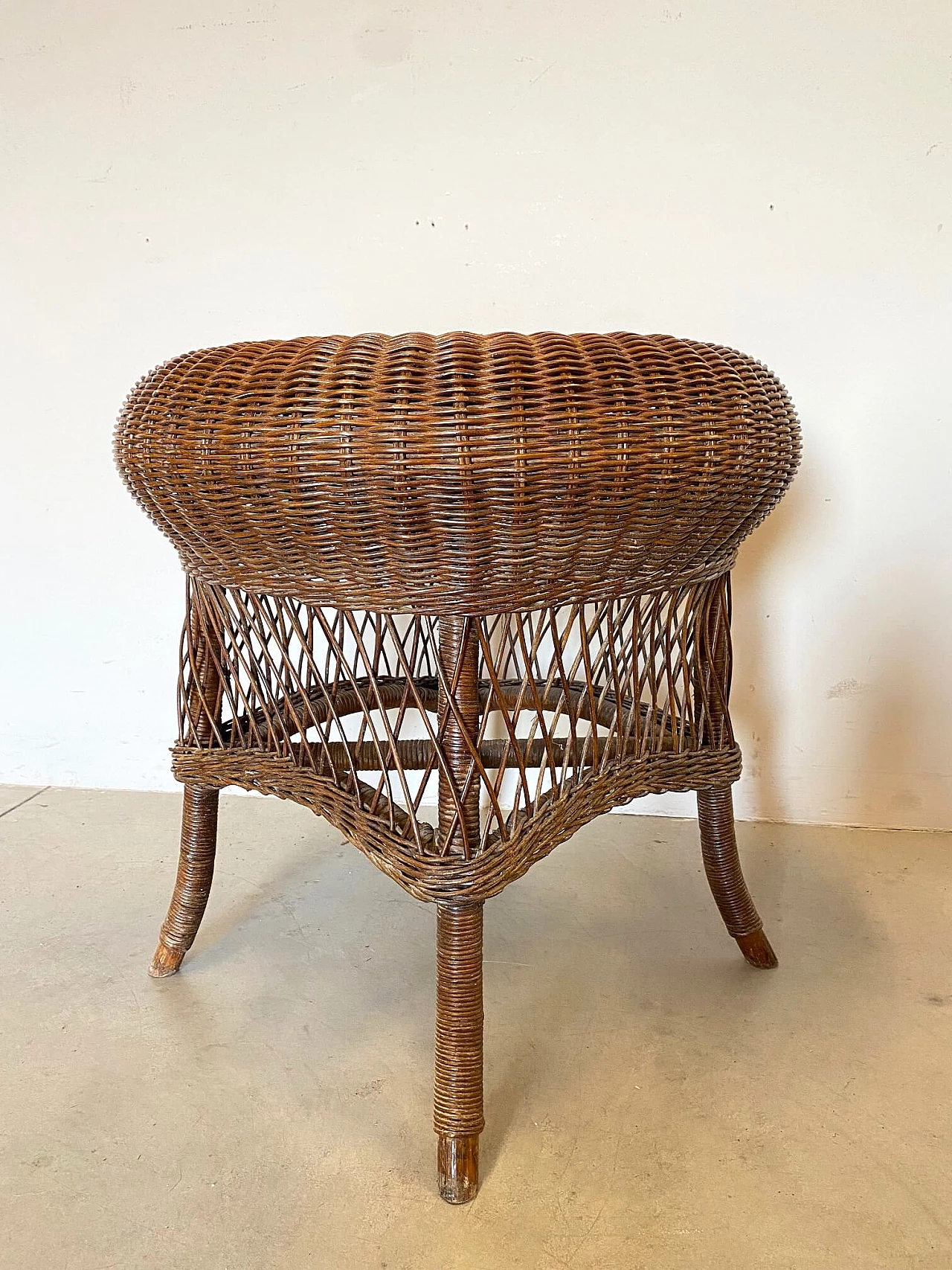 Pair of wicker and bamboo coffee tables, 1970s 1313771