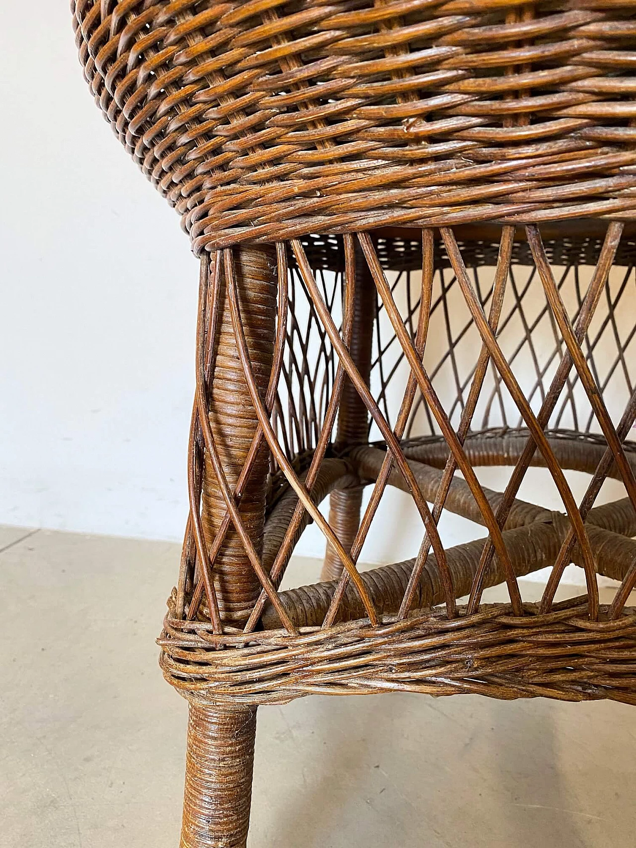 Pair of wicker and bamboo coffee tables, 1970s 1313773