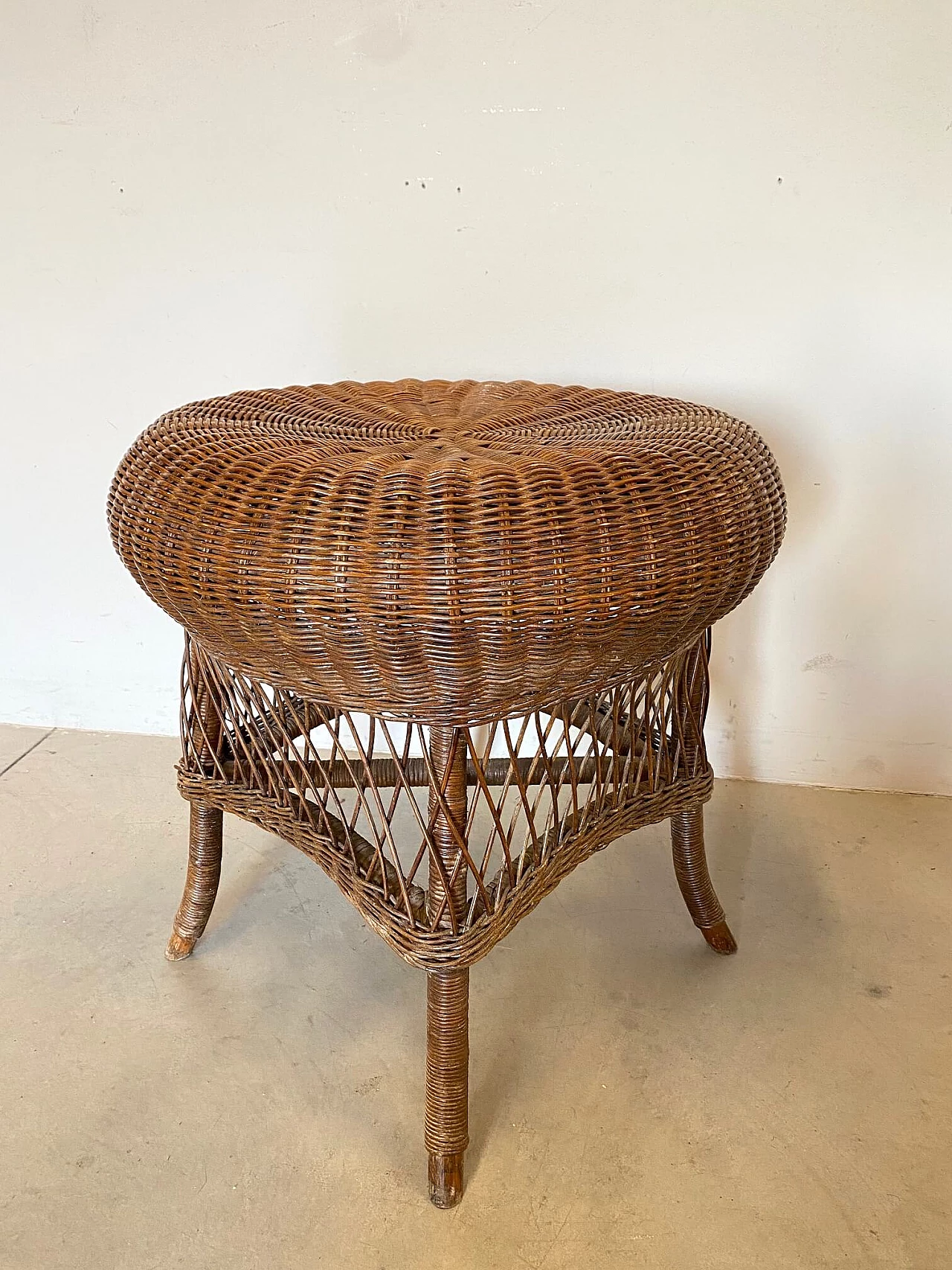 Pair of wicker and bamboo coffee tables, 1970s 1313784