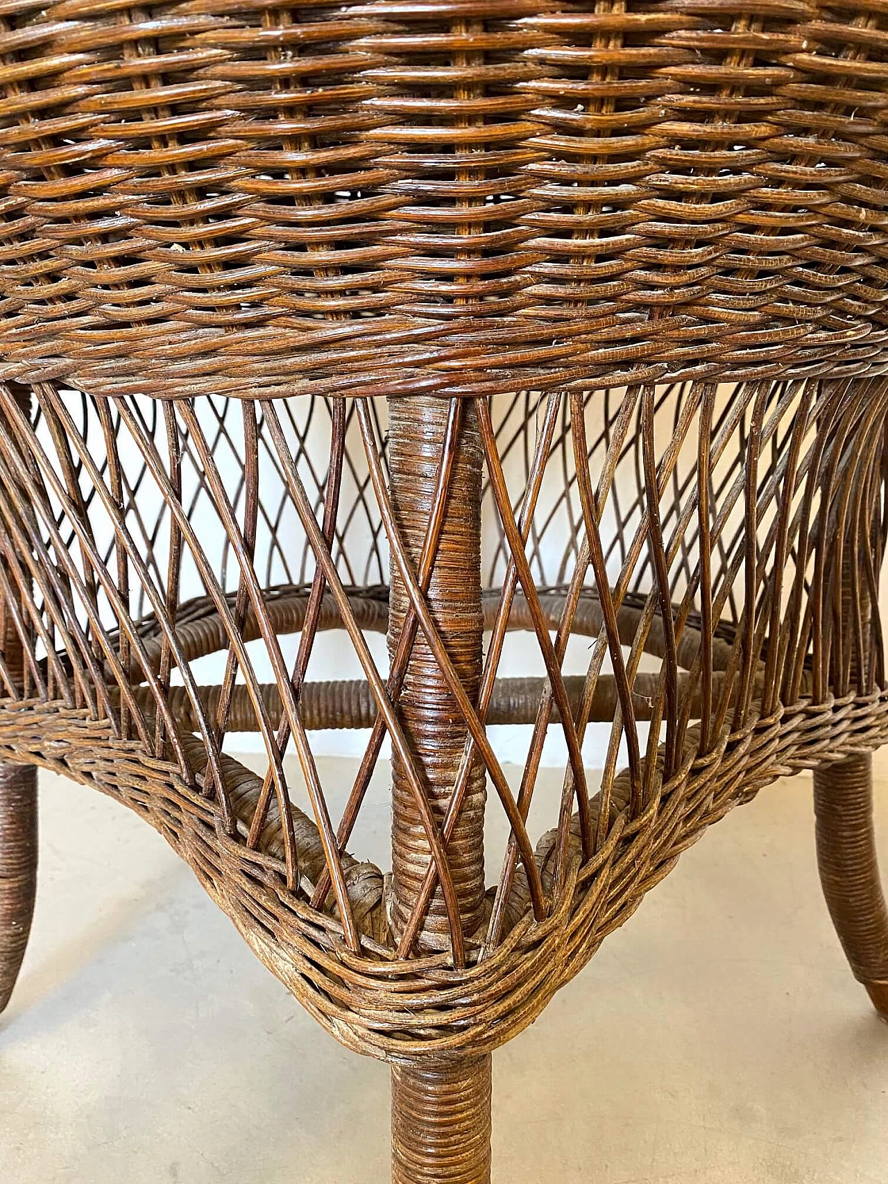 Pair of wicker and bamboo coffee tables, 1970s 1313785