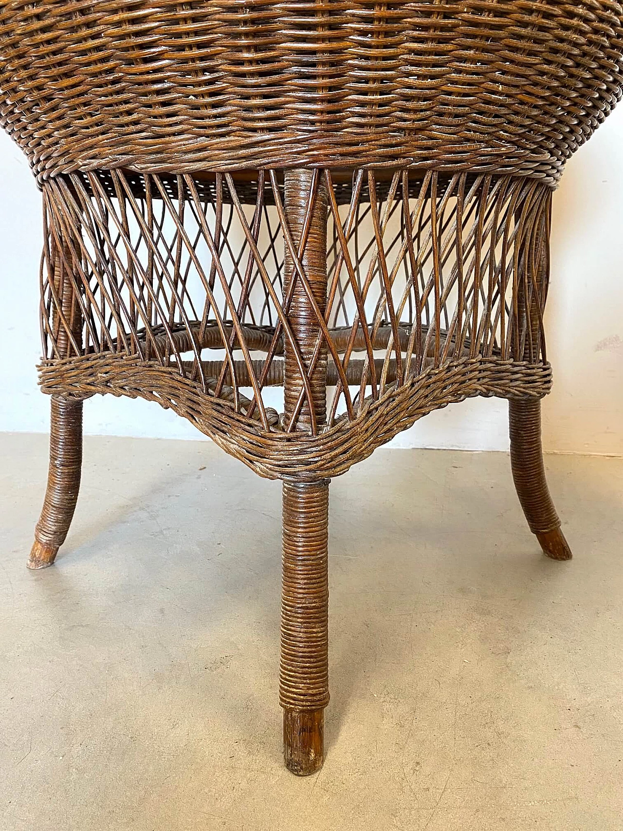 Pair of wicker and bamboo coffee tables, 1970s 1313796