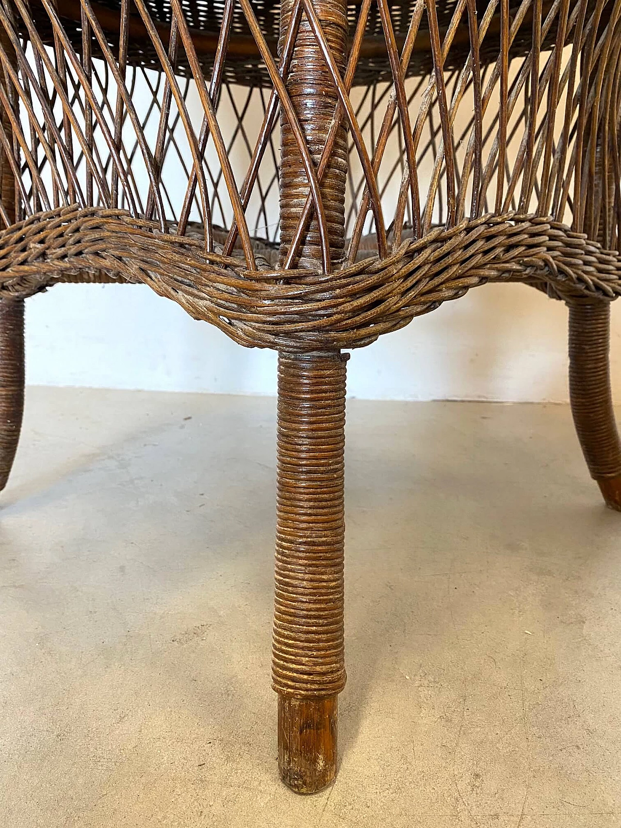 Pair of wicker and bamboo coffee tables, 1970s 1313797