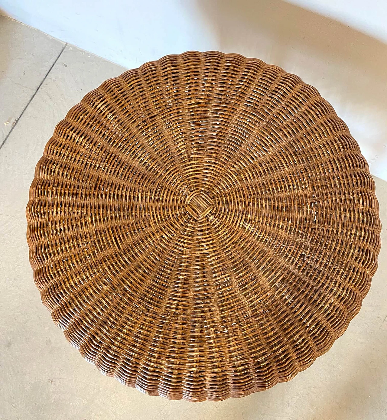 Pair of wicker and bamboo coffee tables, 1970s 1313805