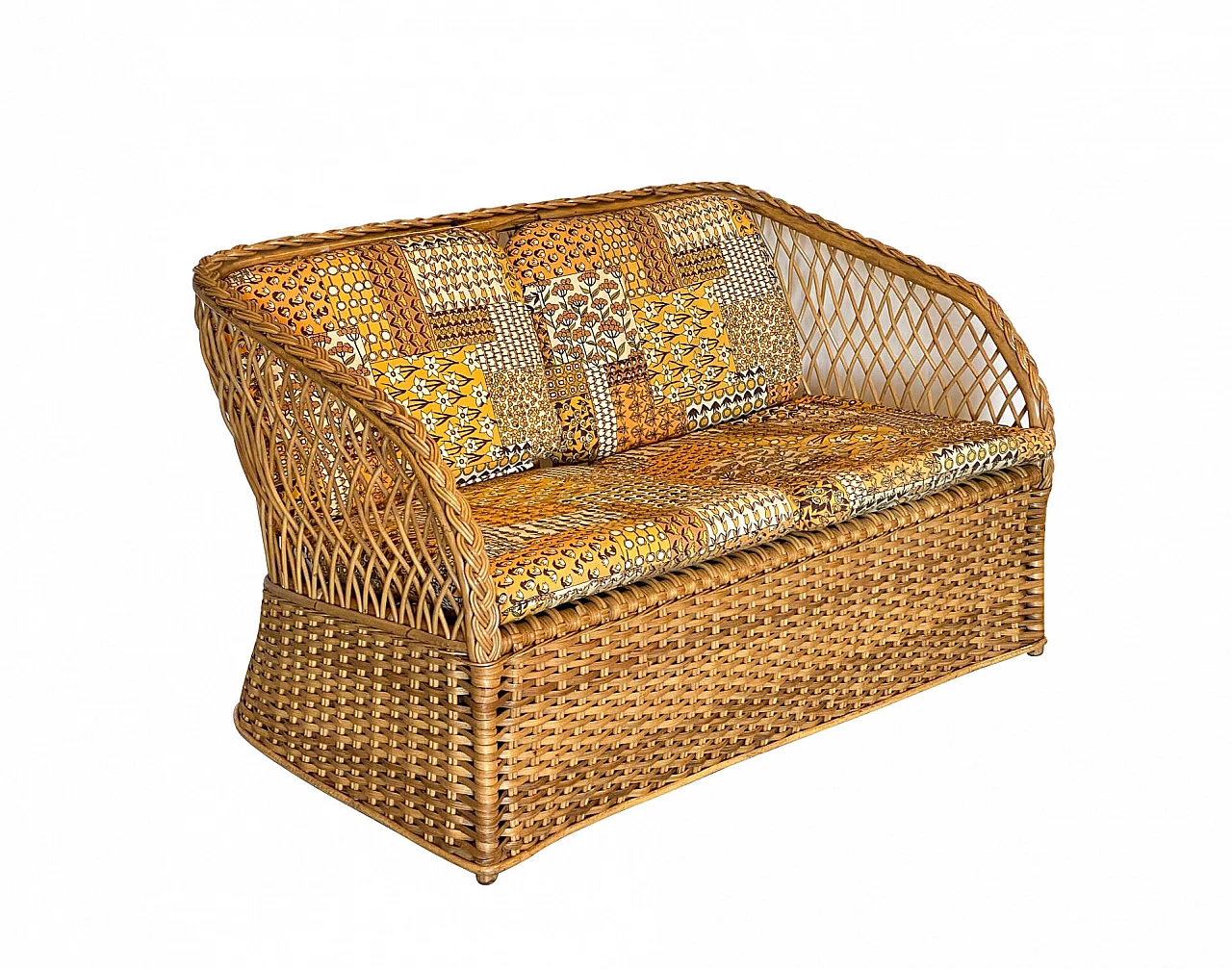 Wicker and bamboo sofa, 1970s 1314539