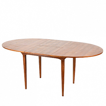 Tavolo ovale allungabile in teak, anni '60