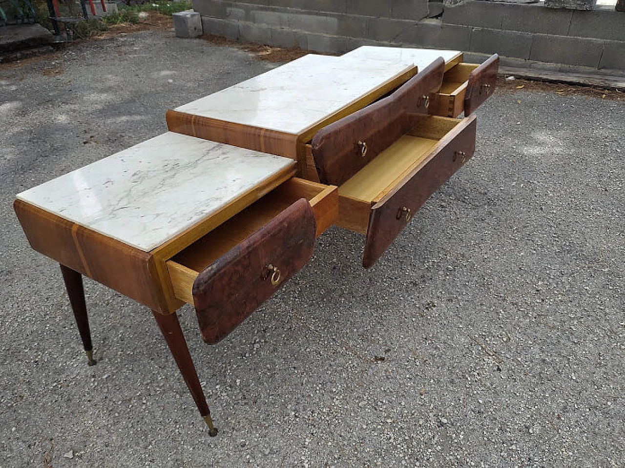 Vanity table with mirror in plywood, walnut, Carrara marble and metal by Paolo Buffa, 60s 1322752