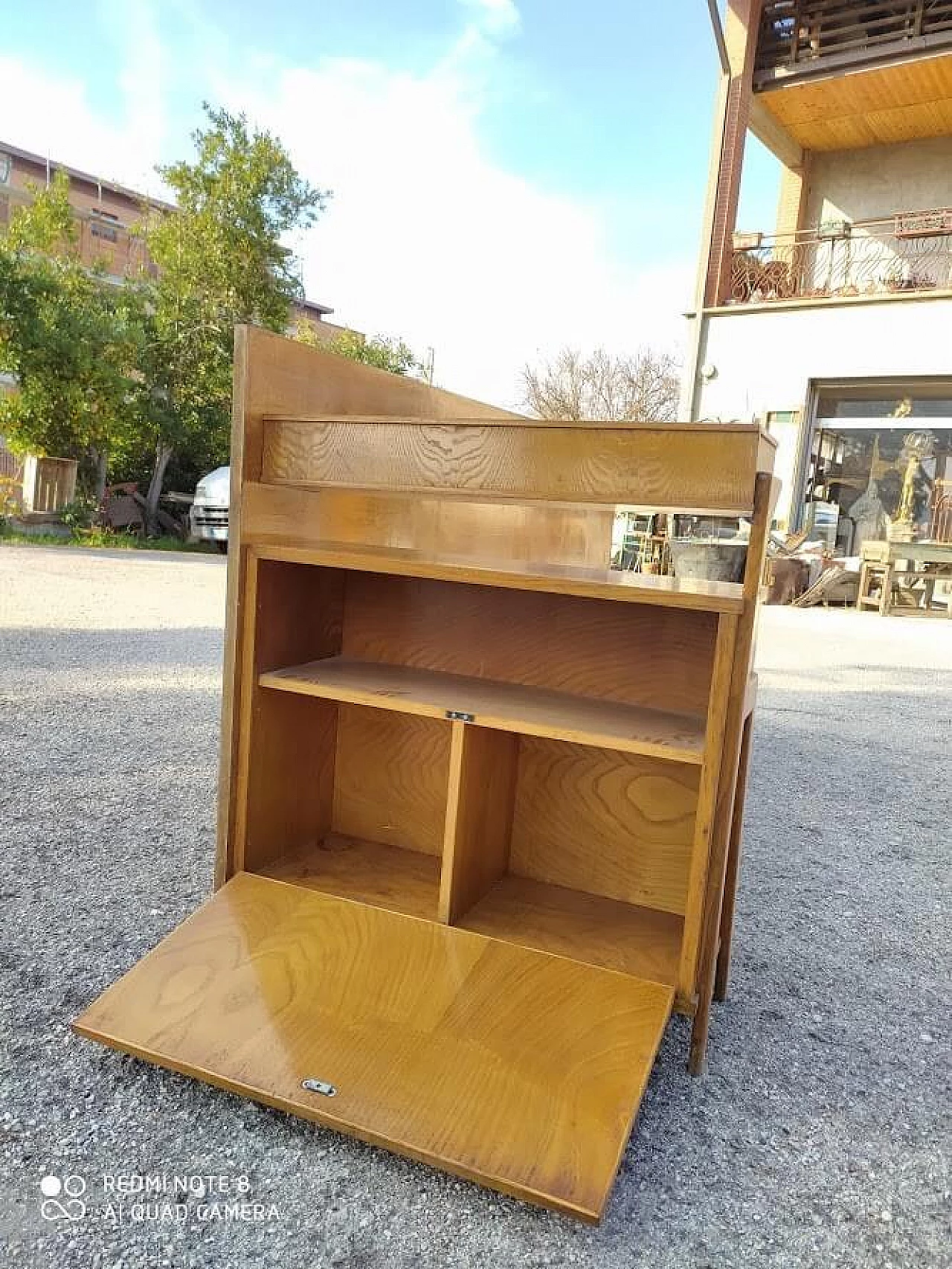 Single bed with side rail and shelf storage, 50s 1322819