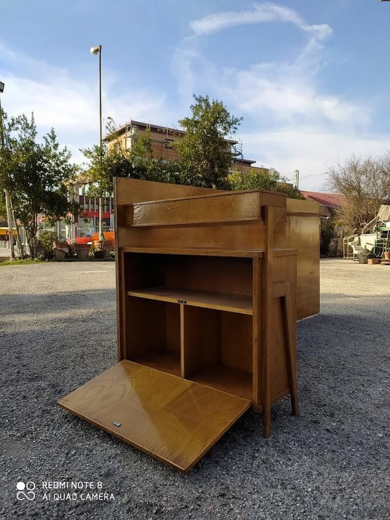 Letto singolo con sponda laterale e mensola porta oggetti, anni '50 1322820