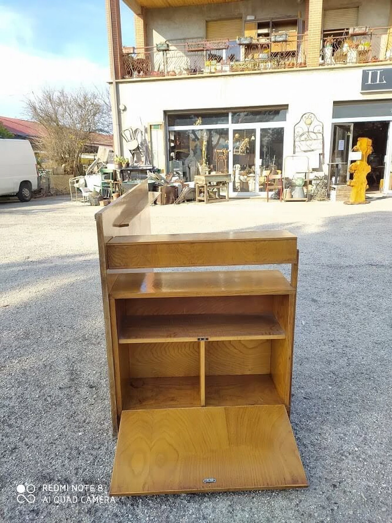 Single bed with side rail and shelf storage, 50s 1322822