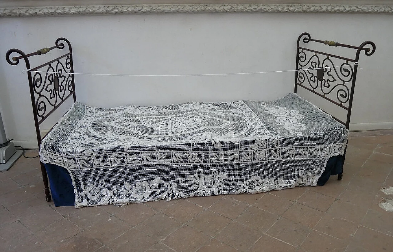 Antique single bed in wrought iron, 19th century 1322828