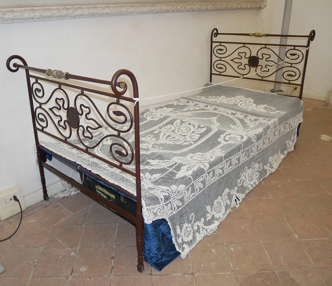 Antique single bed in wrought iron, 19th century 1322830