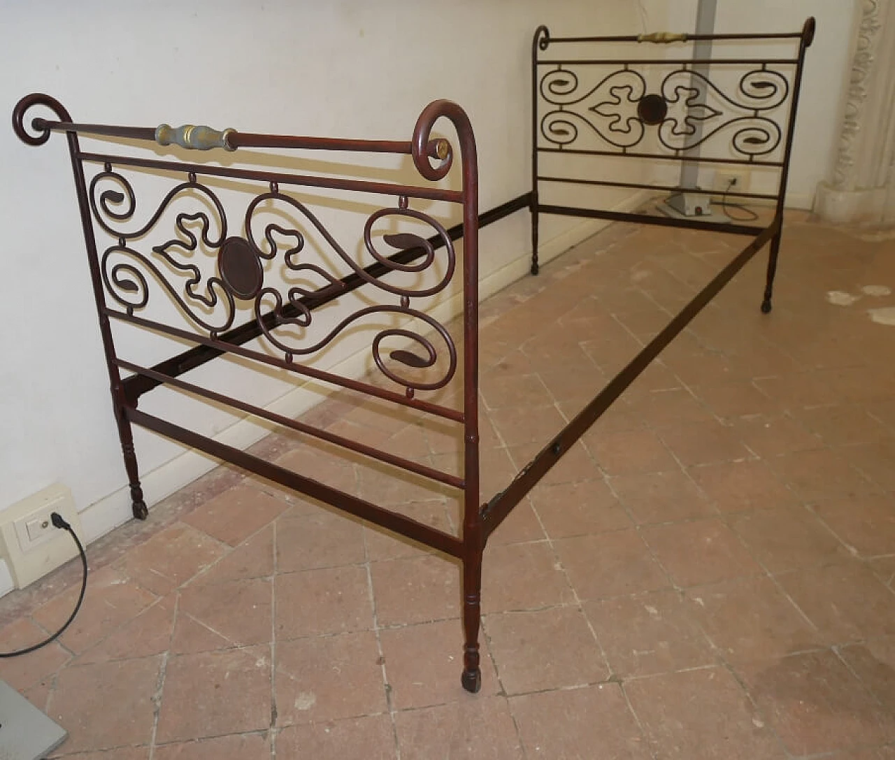 Letto singolo antico in ferro battuto, '800 1322831