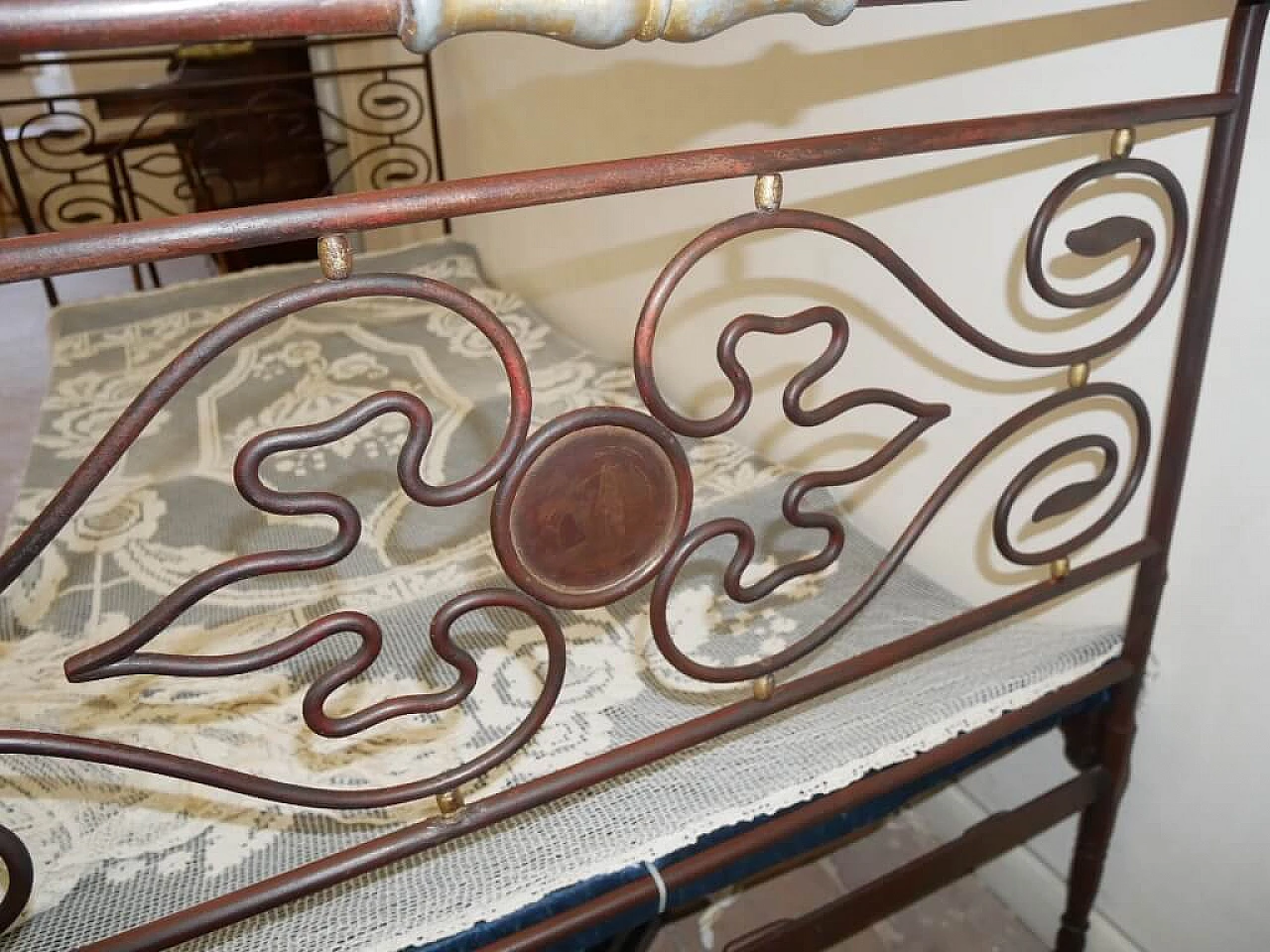 Letto singolo antico in ferro battuto, '800 1322833