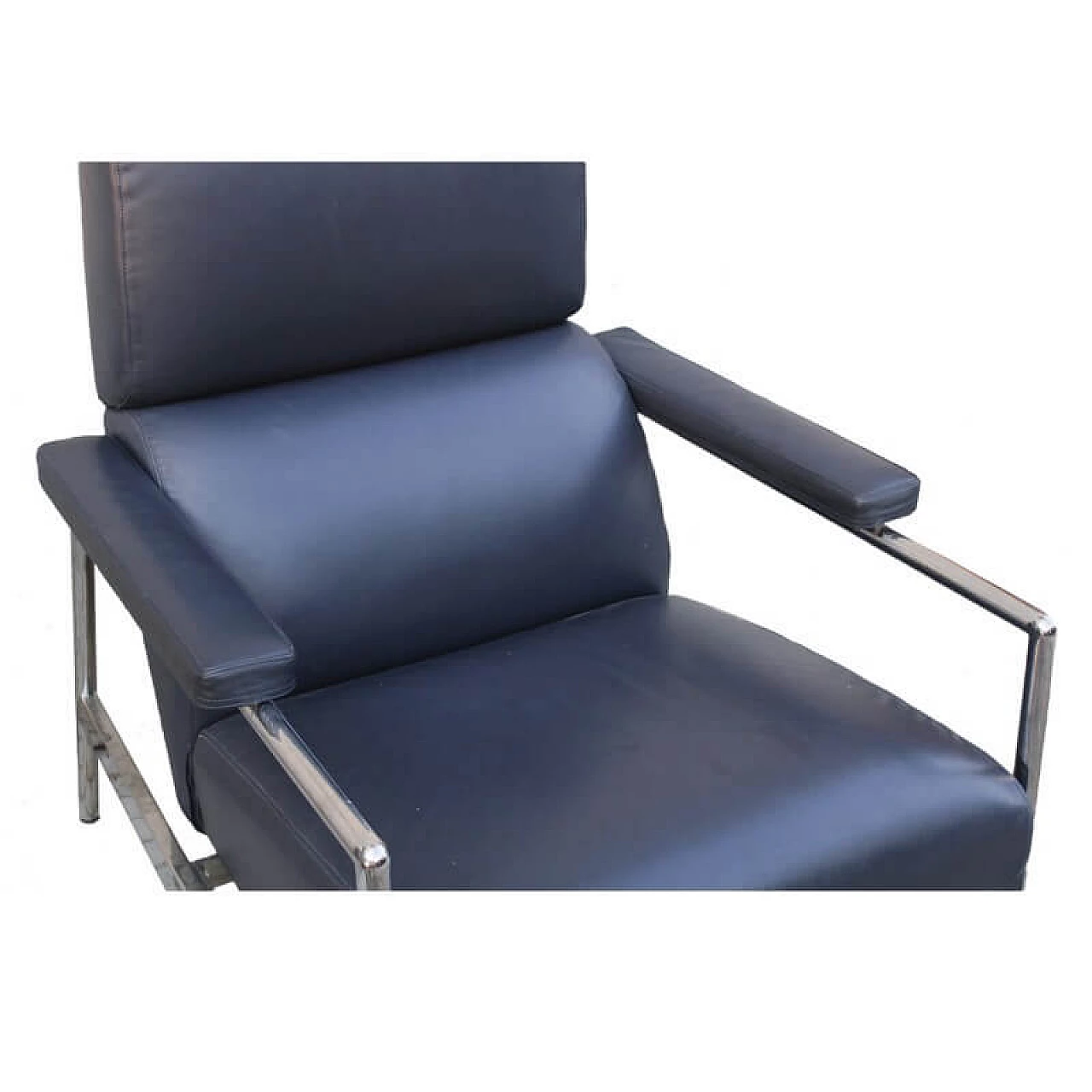 Recliner and extendable armchair in leather and chromed metal by Verzelloni, 90s 1322858