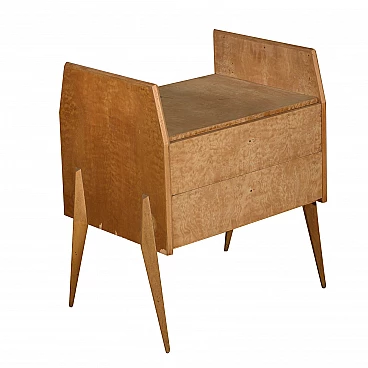 Side table in wood with double drawer, 50s
