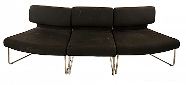 Sofa with 3 elements in fabric and chromed steel, 60s