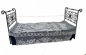 Antique single bed in wrought iron, 19th century