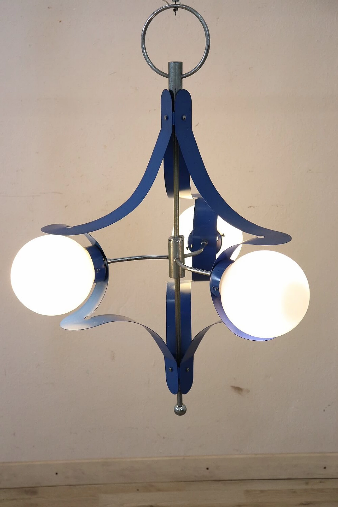 3-Light metal chandelier, 1950s 1323010