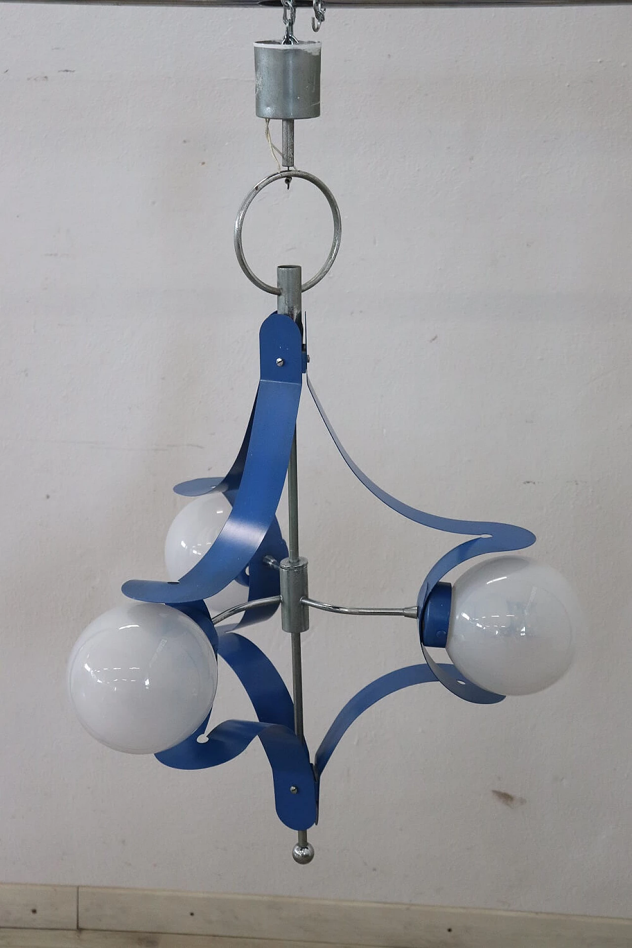 Lampadario a 3 luci in metallo, anni '50 1323011