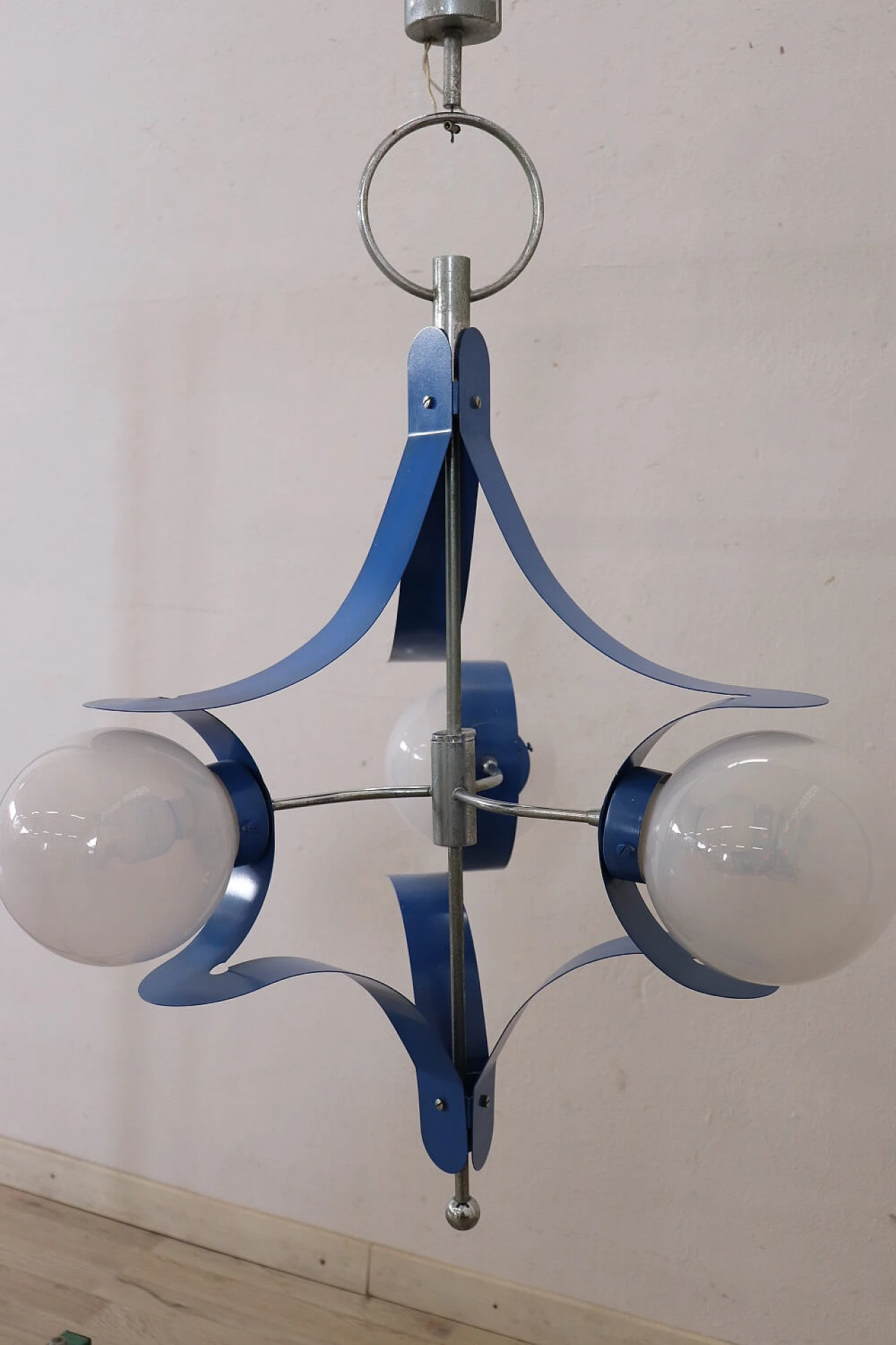 3-Light metal chandelier, 1950s 1323016