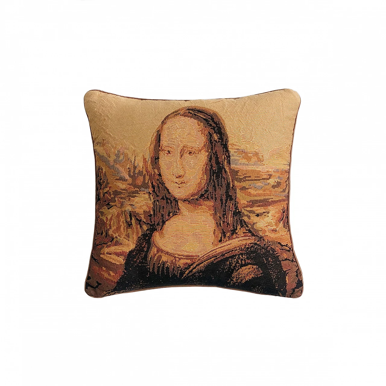 Cuscino souvenir raffigurante la Monna Lisa, anni '70 1323841