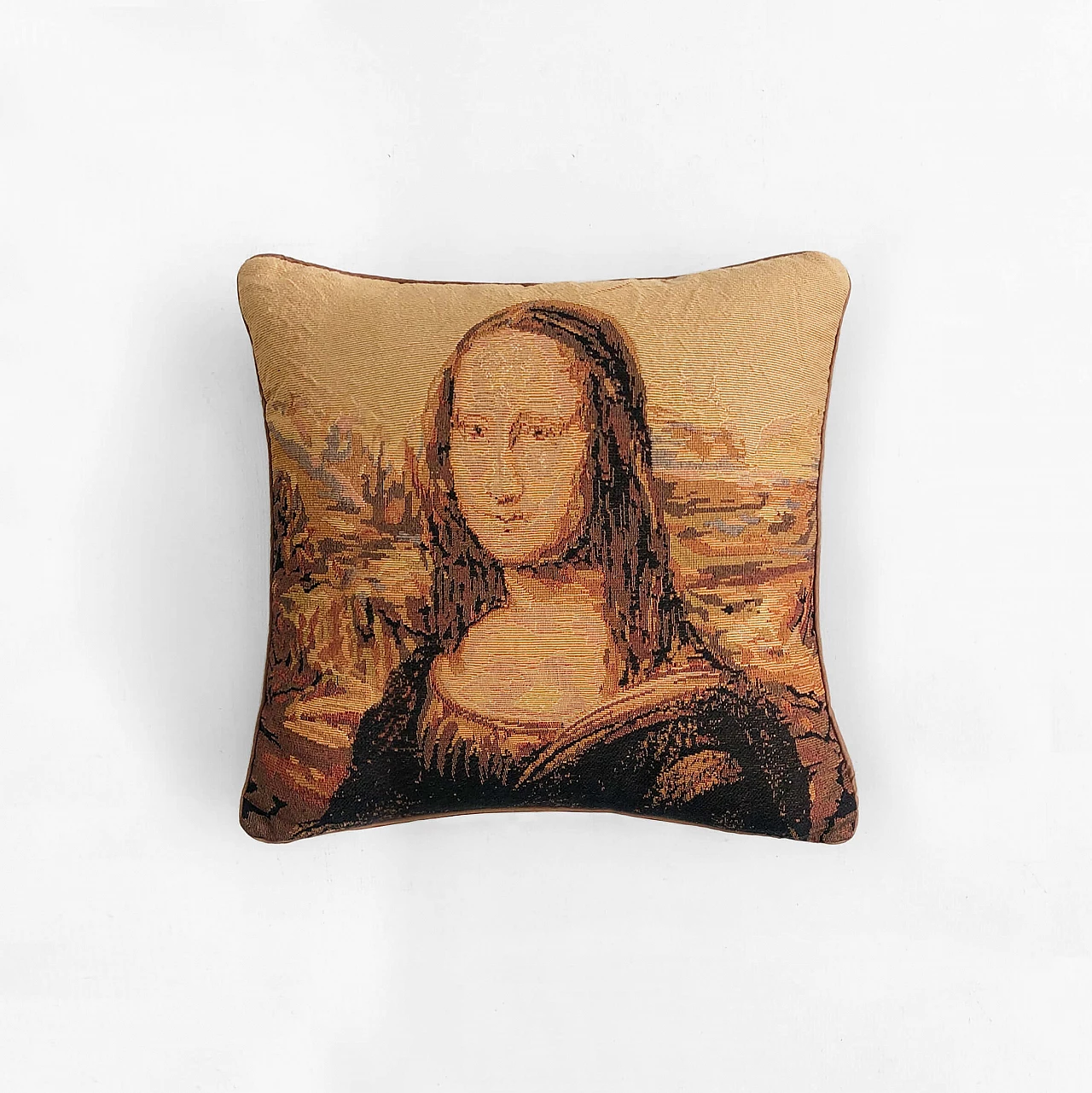 Cuscino souvenir raffigurante la Monna Lisa, anni '70 1323842