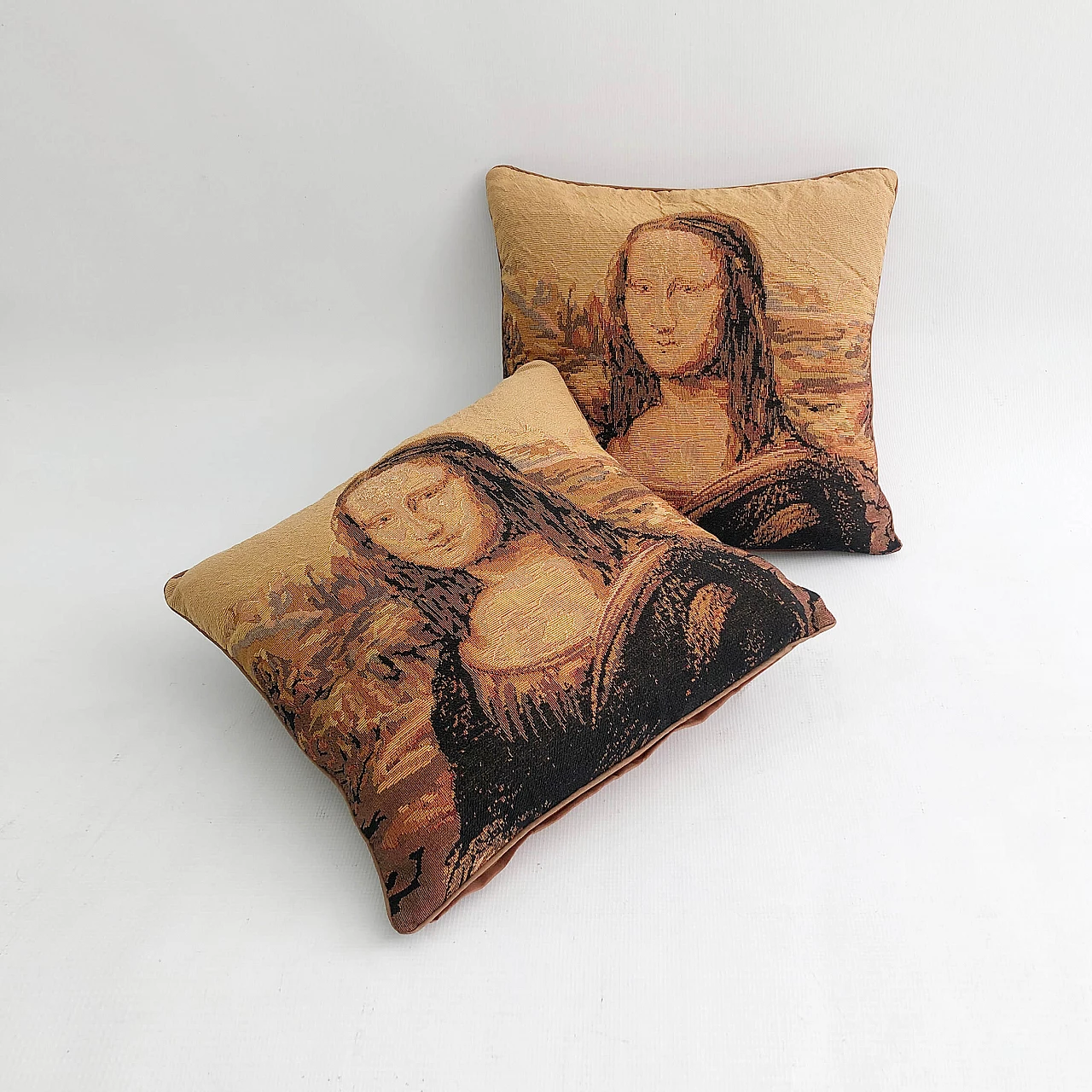 Cuscino souvenir raffigurante la Monna Lisa, anni '70 1323847