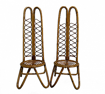Pair of bamboo chairs Bonacina style, 60s
