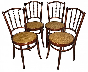 Series of 4 chairs marked with the brand J & J Kohn Wien Austria, beginning 20th century