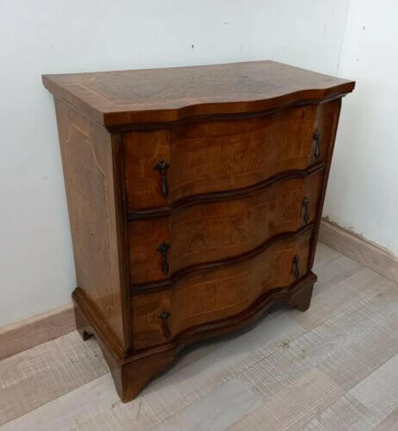 Cabinet with three drawers in walnut and briar, 1950s 1324334