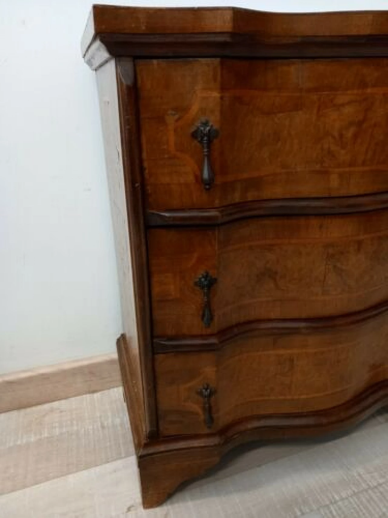 Cabinet with three drawers in walnut and briar, 1950s 1324335