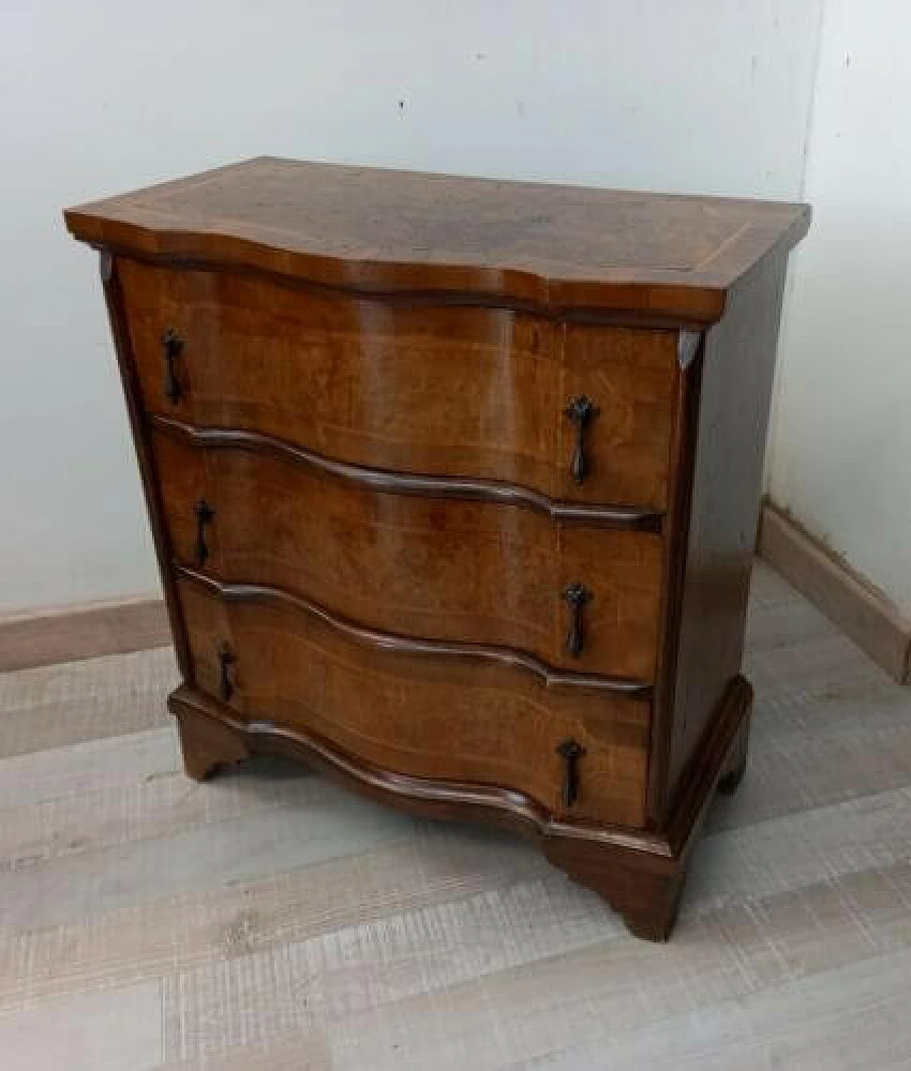 Cabinet with three drawers in walnut and briar, 1950s 1324340